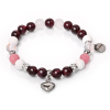  Lovely Emotions – Gránát, jáde és rózsakvarc ásvány karkötő, nemesacél Szív charmmal vagy anélkül, d