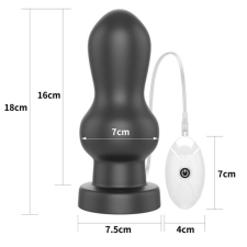 Lovetoy 7" King-Sized Vibrating Anal Rammer - távirányítós, letapasztható anál vibrátor - 18 cm (fekete) anál