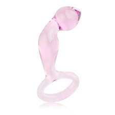 Lovetoy Glass Romance - hajlított, vízálló üveg dildó - 17,8 cm (rózsaszín) műpénisz, dildó
