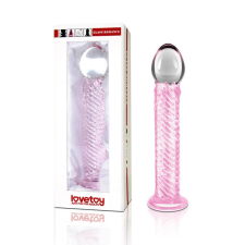 Lovetoy Glass Romance - vízálló, üveg dildó - 16 cm (rózsaszín) műpénisz, dildó