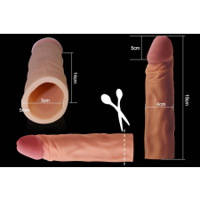 Lovetoy Pleasure X-Tender Penis Sleeve - vízálló, élethű, hosszabbító péniszköpeny - 19 cm (barna) péniszköpeny
