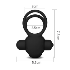 Lovetoy Power Clit Duo Silicone Cockring Black péniszgyűrű