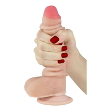 Lovetoy Sliding-Skin - kétrétegű tapadótalpas dildó - 18cm (natúr) műpénisz, dildó