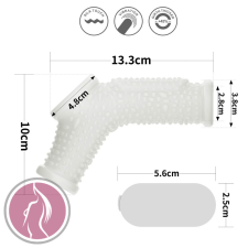 Lovetoy Vibrating Drip Knights Ring with Scrotum Sleeve (White) péniszgyűrű