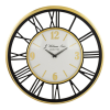  Loyd design fekete-arany áttört kerek kvarc falióra római számokkal J. William Sons 65x65x4,5cm