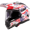 LS2 MX702 Pioneer II Fantasy enduro motoros bukósisak fehér-piros-kék