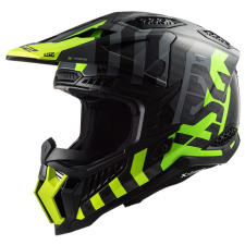 LS2 MX703 C X-Force Barrier motocross bukósisak fekete-szürke-fluo sárga bukósisak
