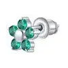 LUCA BARRA Single Steel Earring With Green Zircon Flower And Petals