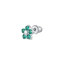 LUCA BARRA Single Steel Earring With Green Zircon Flower And Petals fülbevaló