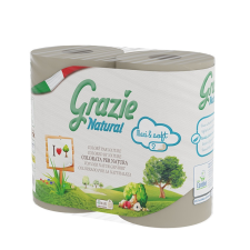 LUCART GRAZIE NATURAL háztartási toalettpapír 2réteg, 4 tekercs/csomag 14csomag/zsák higiéniai papíráru