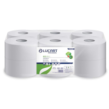 LUCART Toalettpapír, 2 rétegű, 120 m, 19 cm átmérő, LUCART, "Eco", fehér higiéniai papíráru