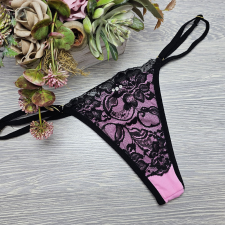 Lucifer állítható pántos CSIPKÉS TANGA Pink női alsó