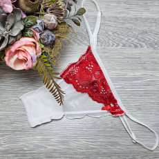 Lucifer állítható pántos tüll-csipke TANGA Piros