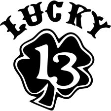  Lucky 13 matrica,30cmx30cm,fekete autó dekoráció