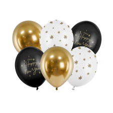 Lufi 30 cm, Boldog Új Évet, mix (1 pkt / 6 db.) party kellék