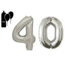 Lufi fólia metál matt ezüst 40-es 102cm party kellék