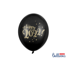 Lufi, metál fekete, 30cm, 2020., két oldalon nyomottt party kellék