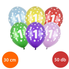Lufi, nagy csomag, évszámos (1), metál, 50 db/cs/vegyes színekben party kellék