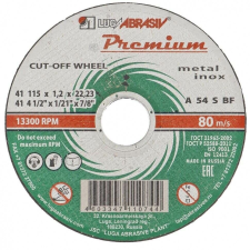 Luga 115x1.2mm M14 Premium Inox vágótárcsa fémhez csiszolókorong és vágókorong