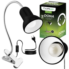 LUMILED DONA állítható asztali lámpa, iskolai éjszaka, E27, csipesz, fekete, LUMILED világítás