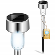 LUMILED LED napelemes kerti lámpa szegecses króm 6500K PALIS LUMILED kültéri világítás
