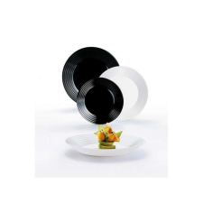 LUMINARC Harena  Black&amp;amp;White 18 részes étkészlet tányér és evőeszköz