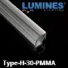 Lumines Type-H - Pultvilágításhoz alu sarokprofil LED szalaghoz, 30° lencsés PMMA bura