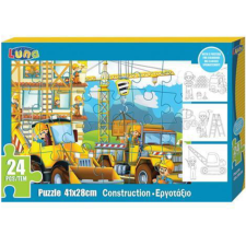 Luna Építkezés puzzle 24db-os és három színezhető poszter puzzle, kirakós