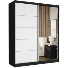  LUNA I. Tolóajtós gardróbszekrény 183x218x60 - fekete, fehér bútor