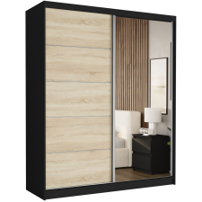  LUNA I. Tolóajtós gardróbszekrény 183x218x60 - fekete, sonoma bútor