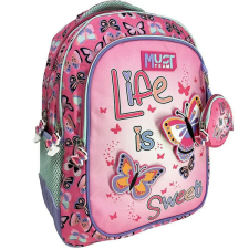Luna : Must Team pillangós lekerekített 3 rekeszes iskolatáska, hátizsák 32x18x43cm iskolatáska
