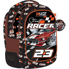 Luna : Must Team Street Racer autós lekerekített 3 rekeszes iskolatáska, hátizsák 32x18x43cm iskolatáska