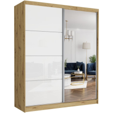  LUNA V. Gardróbszekrény, fehér üveggel 183x218x60 - artisan bútor