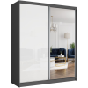  LUNA VI. Gardróbszekrény fehér üveggel, tükörrel 183x218x60 - antracit