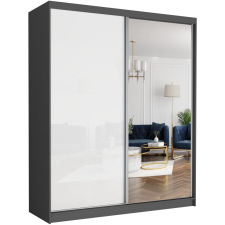  LUNA VI. Gardróbszekrény fehér üveggel, tükörrel 183x218x60 - antracit bútor