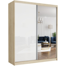  LUNA VI. Gardróbszekrény fehér üveggel, tükörrel 183x218x60 - sonoma bútor