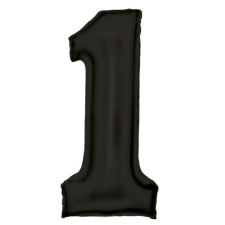 Lustre Black, Fekete 1-es szám fólia lufi 86 cm party kellék