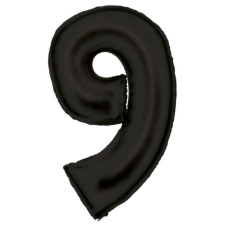 Lustre Black, Fekete 9-es szám fólia lufi 86 cm party kellék