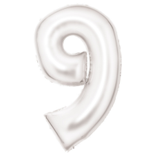 Lustre White, Fehér 9-es szám fólia lufi 86 cm party kellék