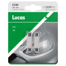LUXLINE spol. s r.o. Lucas 12V C5W jelzőizzó, 2db/bliszter autó izzó, izzókészlet