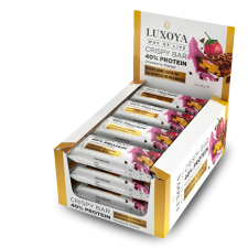 Luxoya crispy bar eper ízű fehérje szelet 12x45 g vitamin és táplálékkiegészítő