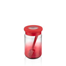 Luxplastic IRIS C-00481 Rainbow piros üveg tároló kanállal 380ml konyhai eszköz