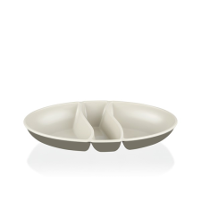 Luxplastic IRIS L-00517 dupla színű snack tál, zöld, szürke, beige (L-00517) tányér és evőeszköz
