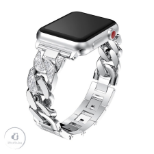 Luxury Apple Watch 38/ 40/ 41 mm Luxury V3 fém óraszíj ezüst színű okosóra kellék