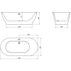 Luxury Roxy szabadon álló fürdökád akril  180 x 85 cm, fehér - 51201808500 Térben álló kád