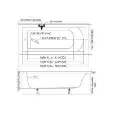  M-Acryl Fresh egyenes akril kád 160x70 kád, zuhanykabin
