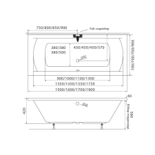  M-Acryl Helena egyenes akril kád 170x70 kád, zuhanykabin