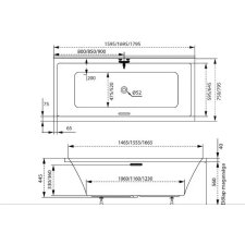 M-acryl Sabina Pro 170x75 akryl fürdőkád lábbal 12480 kád, zuhanykabin