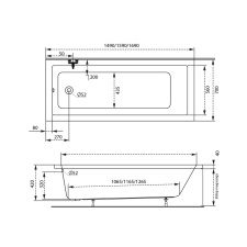  M-Acryl Sandra egyenes akril kád 170x75 kád, zuhanykabin