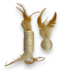 M-PETS macskajáték Natura tollas szizálhenger/golyó 20x3,5cm/12cmx4,5cm játék macskáknak
